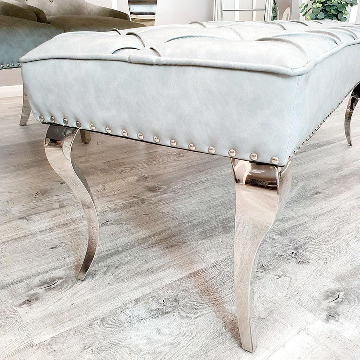 Louis Valentino 140CM Light Grey PU Leather Bench - Belmont Interiors