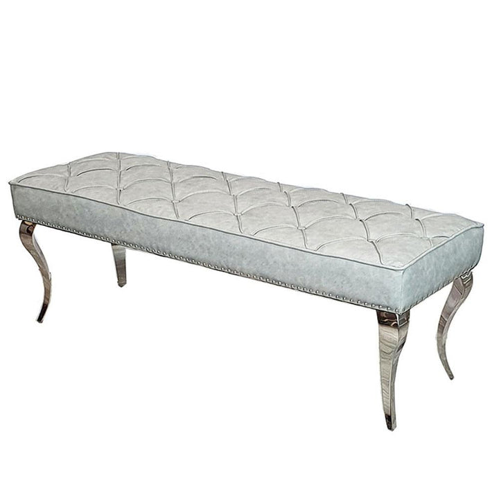 Louis Valentino 140CM Light Grey PU Leather Bench - Belmont Interiors
