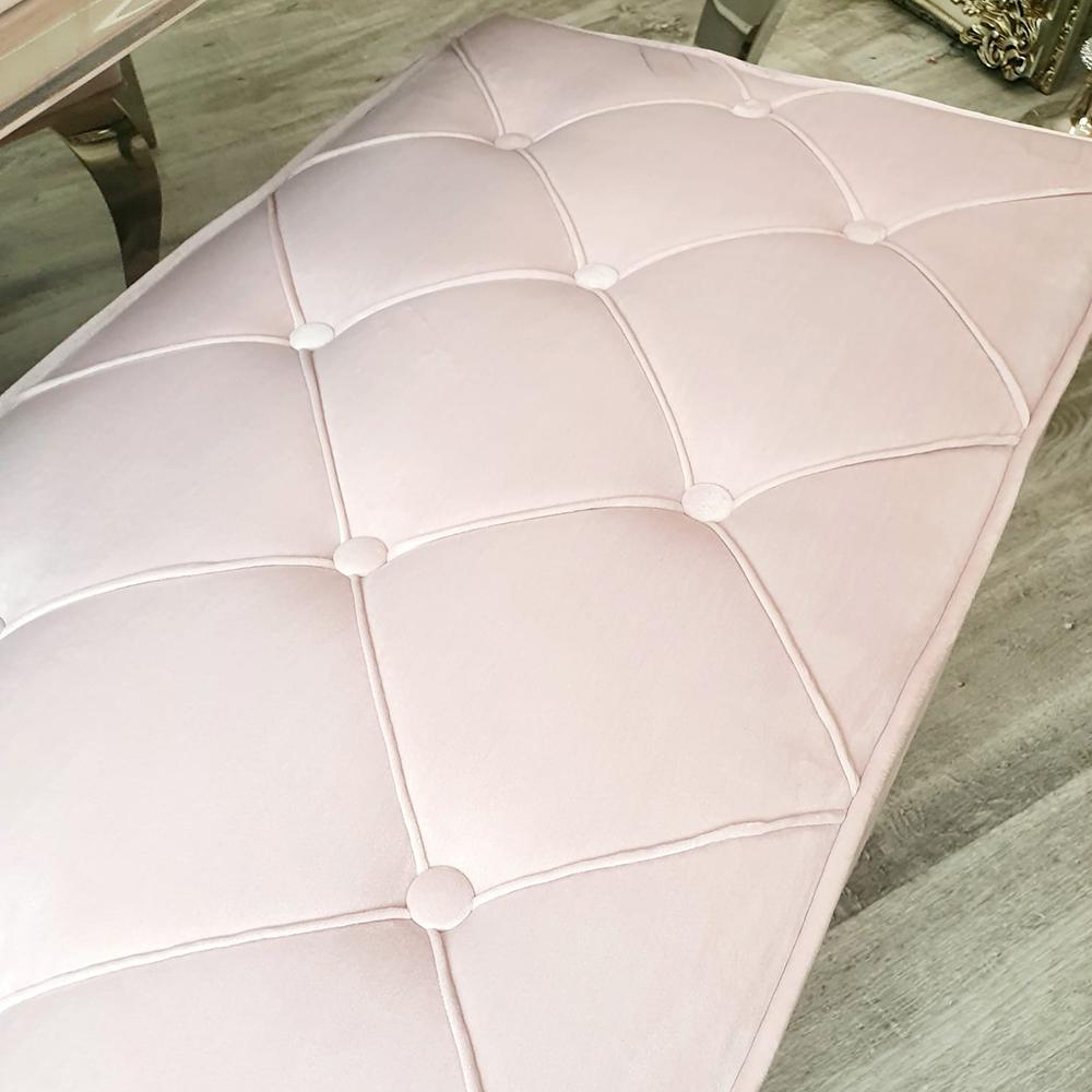 Louis Valentino 140CM Pink Plush Velvet Bench - Belmont Interiors