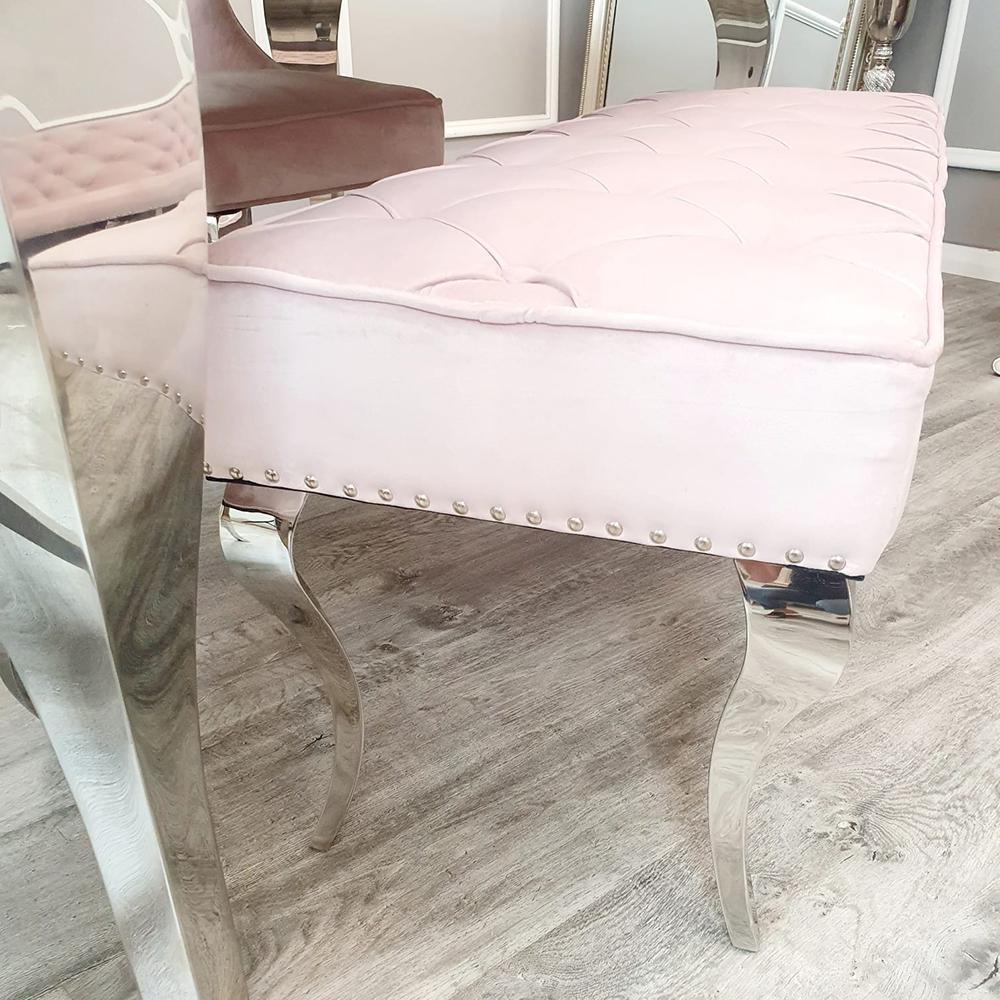 Louis Valentino 140CM Pink Plush Velvet Bench - Belmont Interiors