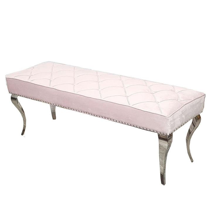 Louis Valentino 140CM Pink Plush Velvet Bench - Belmont Interiors