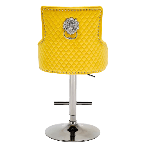 Majestic Mustard Brushed Velvet Bar Stool With Lion Knocker - Belmont Interiors