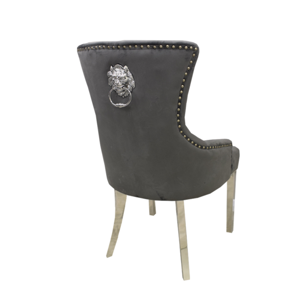 Louis Black Marble 160CM Dining Table + Grey Lion Chairs, 130cm Bench Option - Belmont Interiors