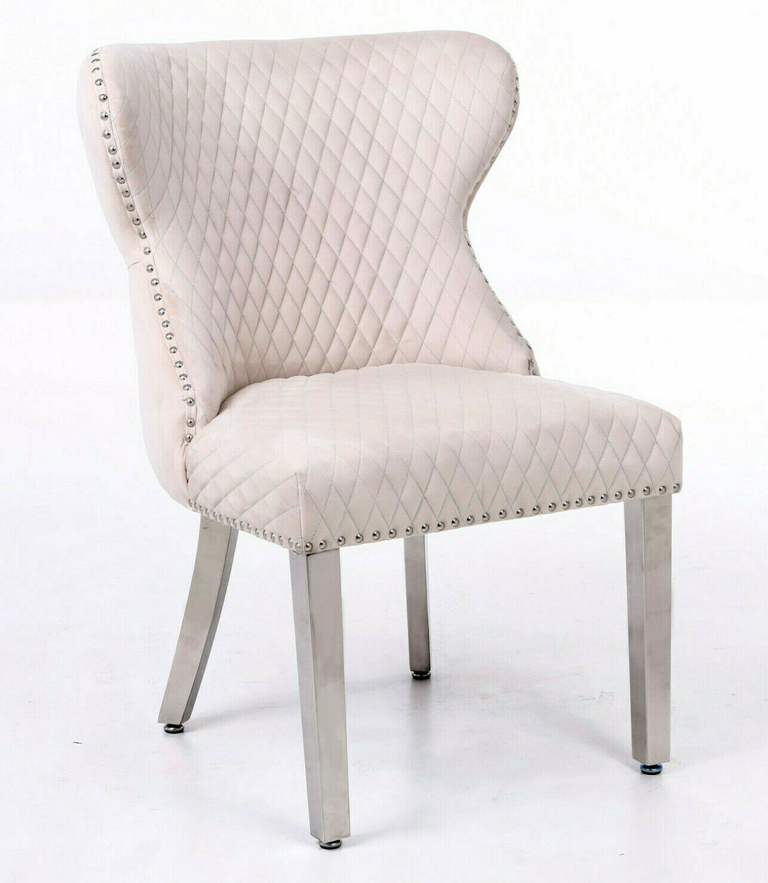 Valentino Lion Knocker Quilted Tufted Plush Velvet Dining Chair - Belmont Interiors