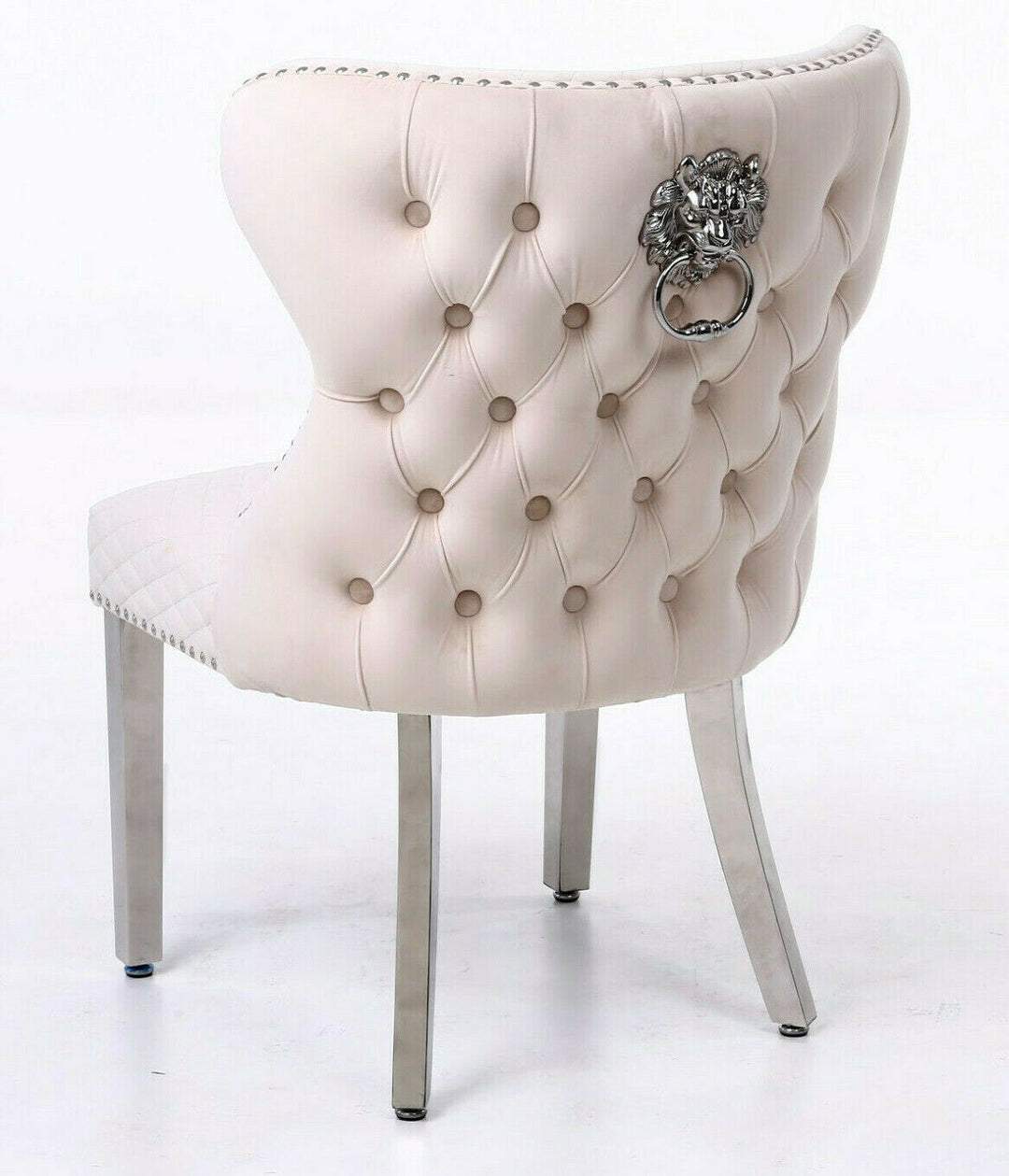 Valentino Lion Knocker Quilted Tufted Plush Velvet Dining Chair - Belmont Interiors