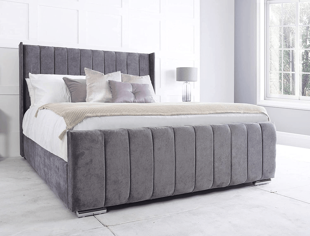 The Florida Panel Wing Plush Velvet Bed Frame - Belmont Interiors