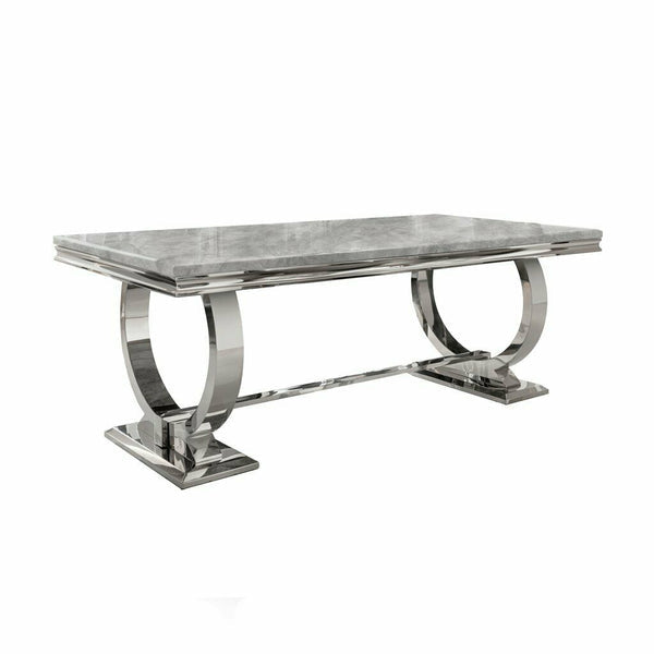 Arianna 200cm Marble & Chrome Dining Table - 4 Colours - Belmont Interiors