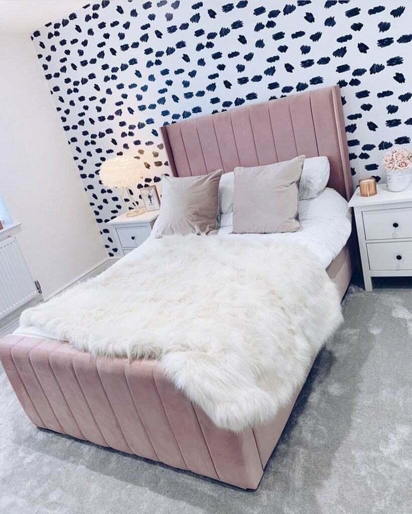 The Florida Panel Wing Plush Velvet Bed Frame - Belmont Interiors